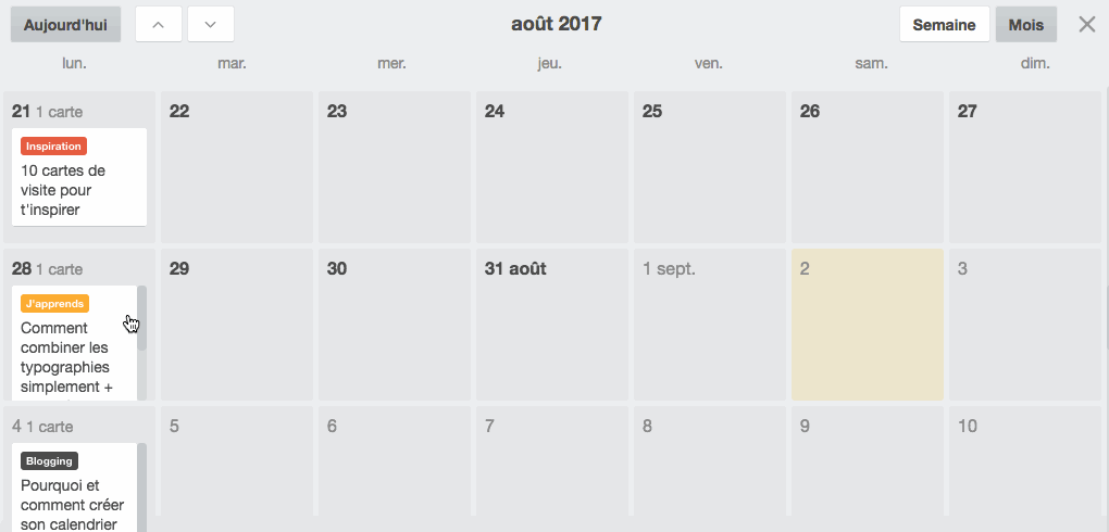 calendrier éditorial trello