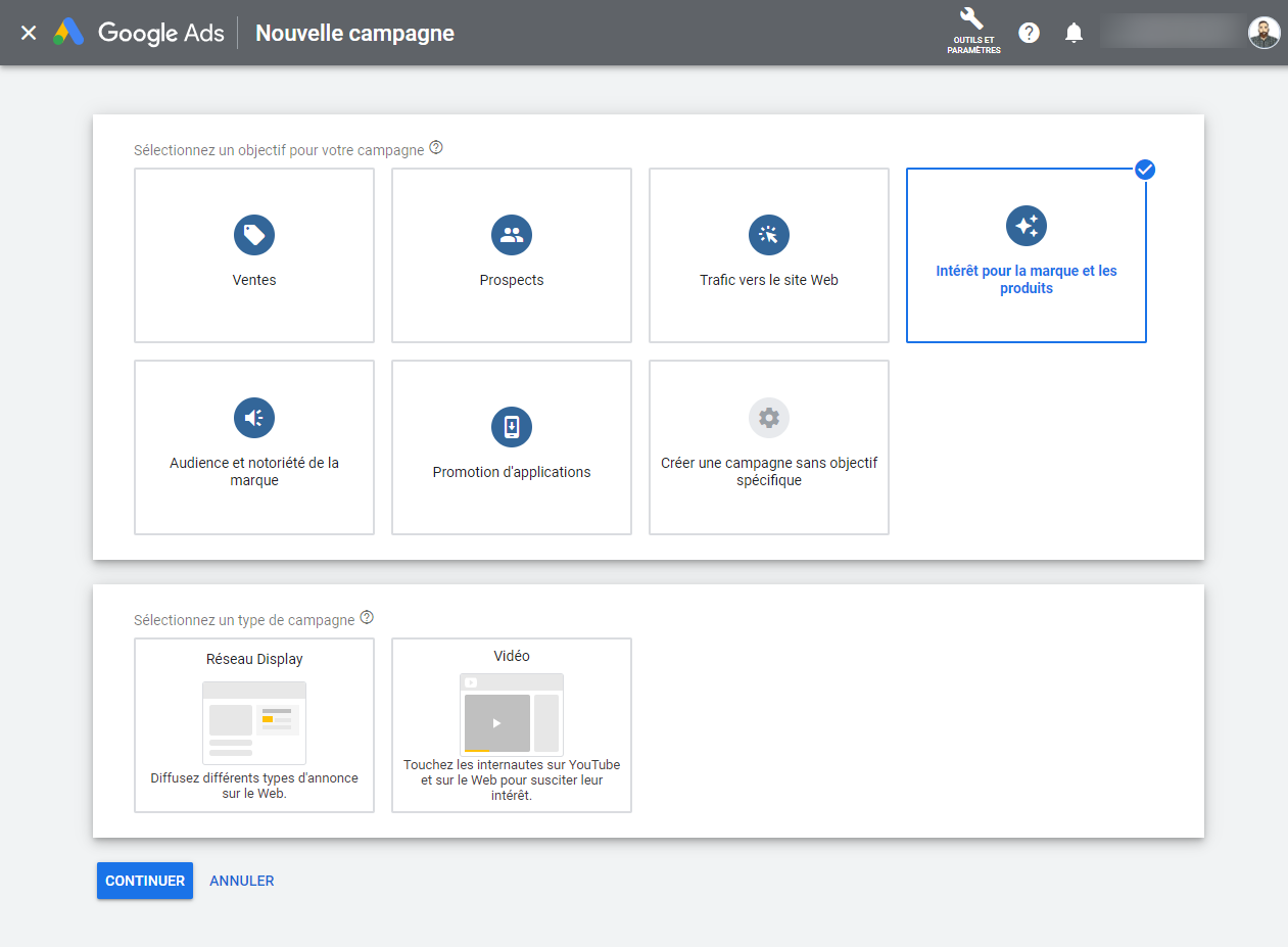Google Ads - Objectifs de la campagne