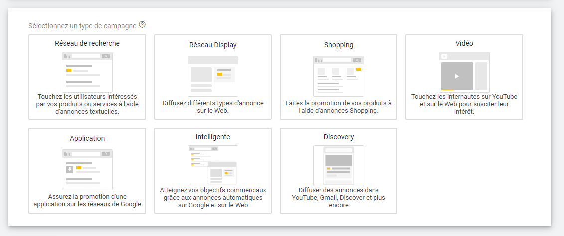 Google Ads - Type de campagne