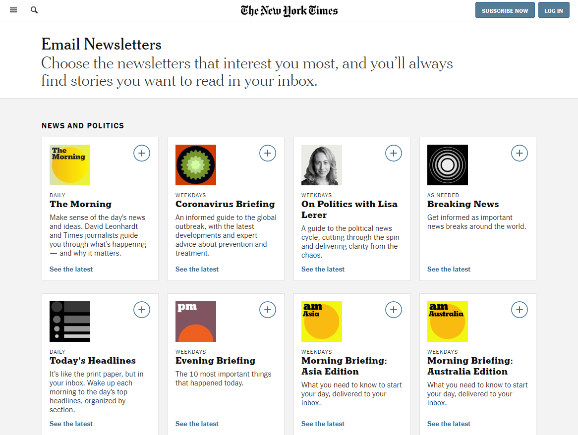 Planning editorial - exemple New York Times