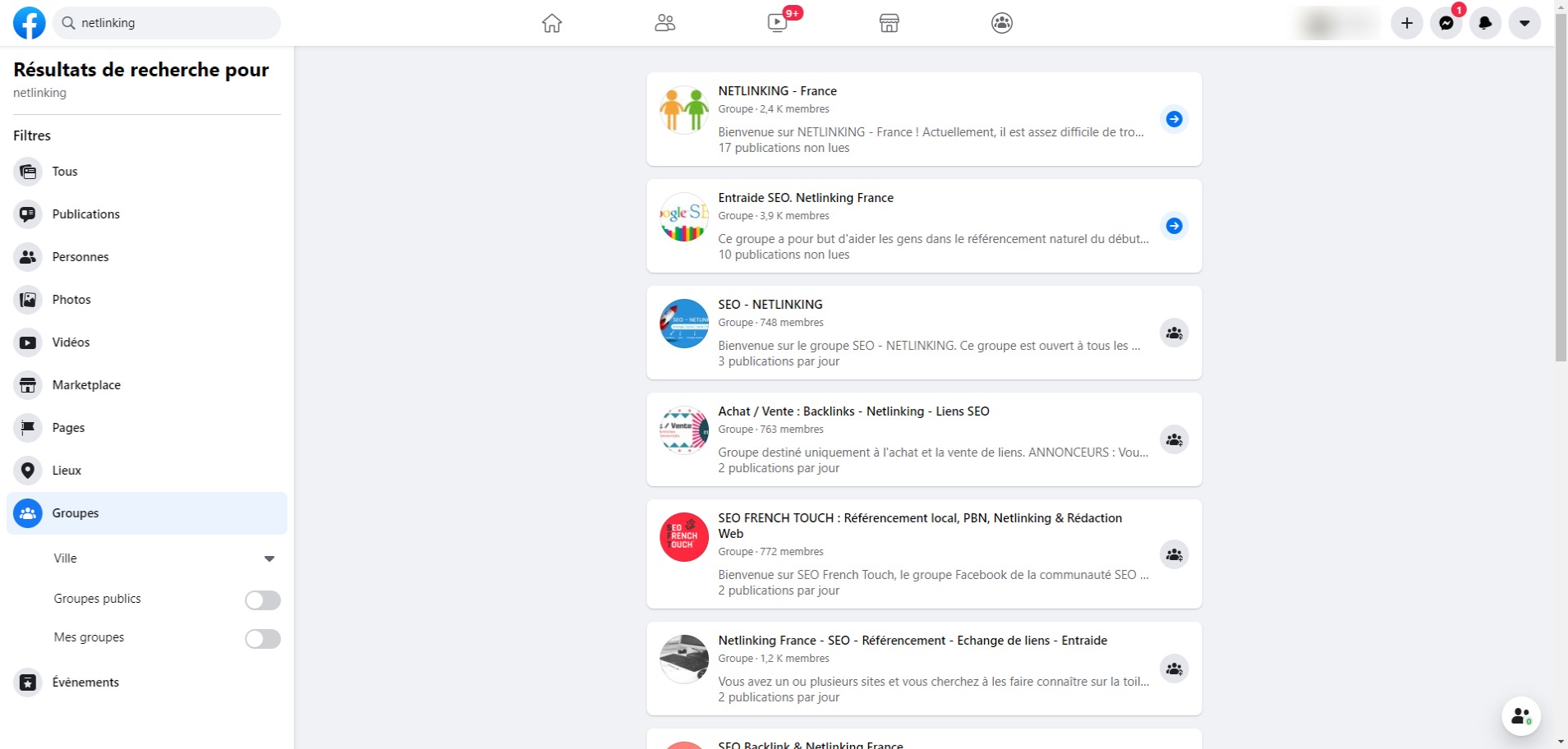 groupe facebook pour le netlinking