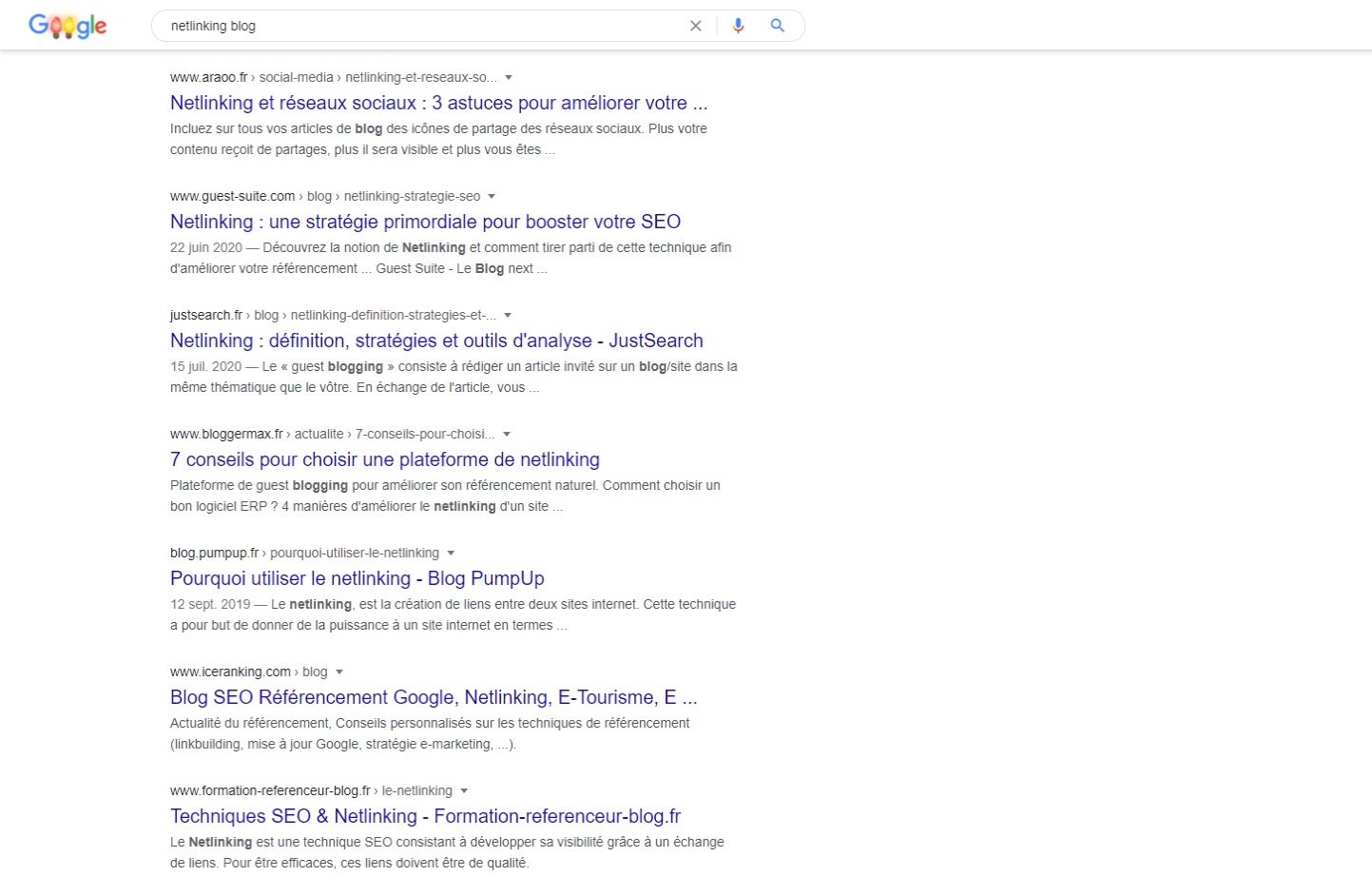 recherche pour netlinking blog
