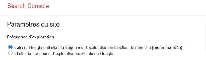 Vérifiez les paramètres de taux d'exploration